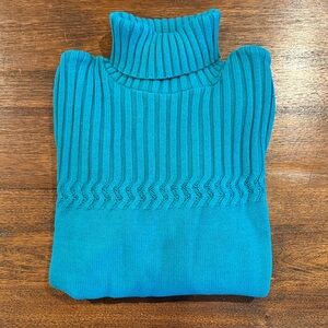 NWT! Coldwater Creek Mixed Stitch Turtleneck Sweater • Teal • Women’s Size: XLG